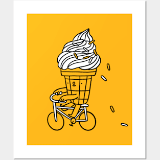 Ice cream riding a bicycle Posters and Art